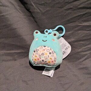 Squishmallows Fritz the Frog with Floral Belly Clip-on Keyring